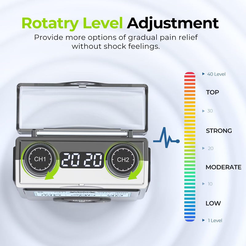 [Australia] - AUVON Rechargeable TENS Unit Muscle Stimulator for Back Pain Relief, 600 mAh Battery TENS Machine with 8 Customizable Modes, Stim Machine for Shoulder & Neck Pain Relief, Nerve Pain Relief, 4 Pads 