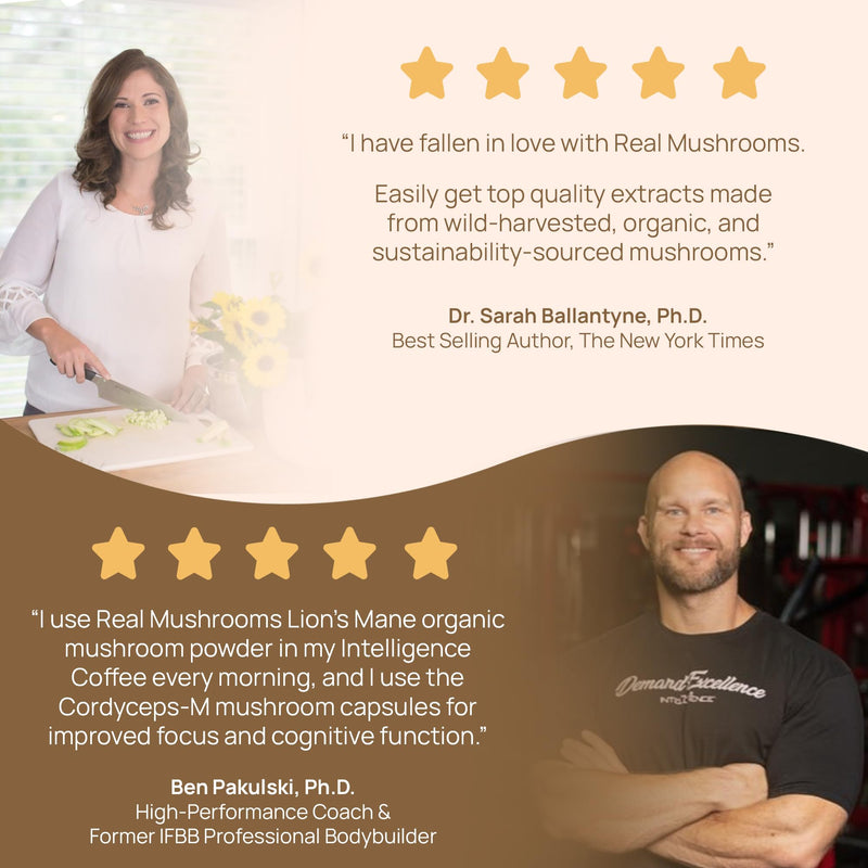 Real Mushrooms Lion’s Mane Powder - Organic Lions Mane Mushroom Extract for Cognitive Function & Immune Support - Brain Supplements for Memory and Focus - Vegan Mushroom Supplement, 60 Servings Lions Mane Powder 60 g (Pack of 1)