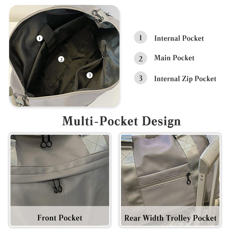 Sport Duffel Bag for Women Travel Duffel Bag Ultra-Light Weekend Shoulder Bag Overnight Bag Large Gym Tote Bag Hospital Bag Carry On Luggage Crossbody Bag for Sport Gym Travel Khaki