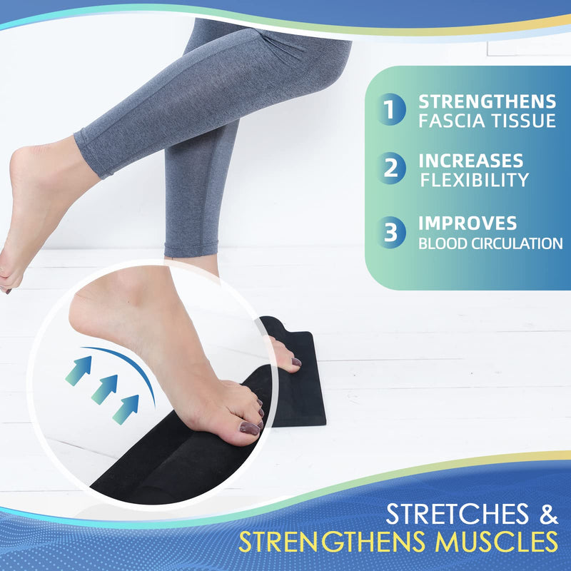 Plantar Fasciitis Relief Pad with Foot Roller, Fascia Stretcher Toe Stretcher for Heel Spurs, Achilles Tendonitis, Tight Calves & Foot Drop Black - Pro