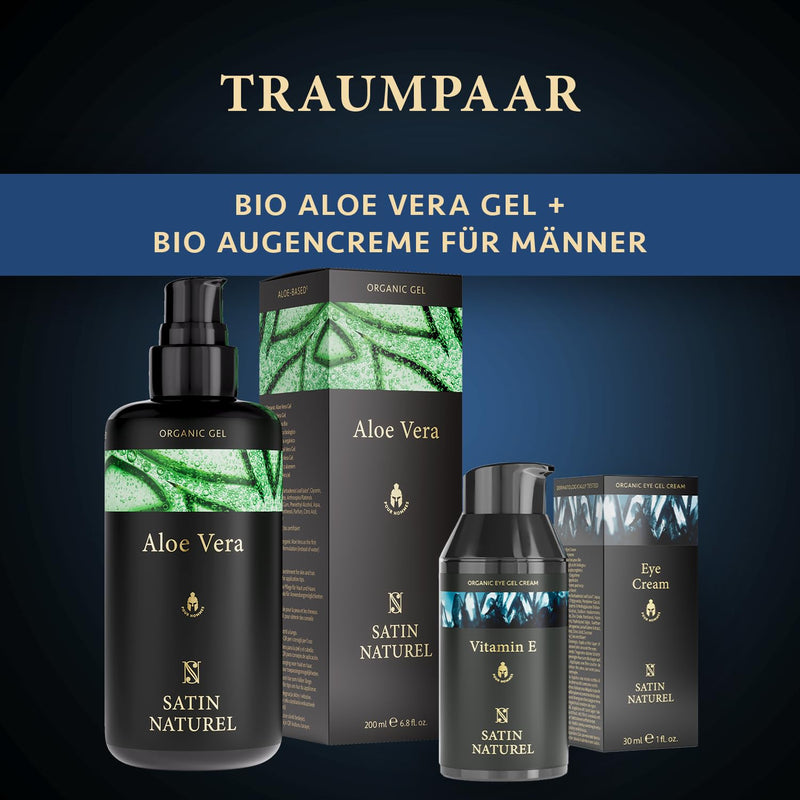 [Australia] - After Shave Men 200ml - ORGANIC Aloe Vera Gel + Hyaluron - For optimal men's care & soothing of the skin ✓ After Shave Balm + Facial Care Men ✓ The best of the Aloe Vera plant ✓ 