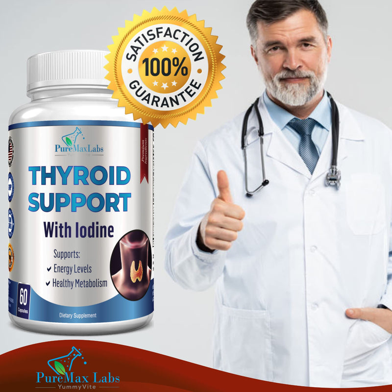 [Australia] - Thyroid Support with Iodine - Metabolism Booster, Energy Booster, Increase Focus - Premium Non-GMO Thyroid Supplement 60 Capsules 