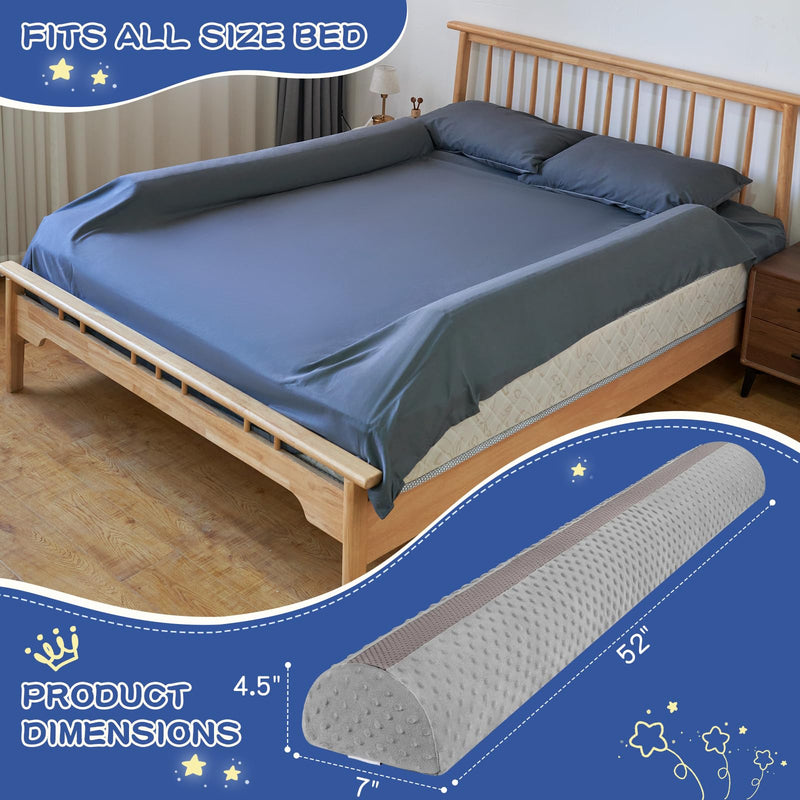 [Australia] - Bed Bumpers for Toddlers Foam Bed Rail for Toddlers 1 Pack Bed Rails Bumper for Queen, King, Twin, Full-Size Bed with Non-Slip Machine Washable Cover Grey 