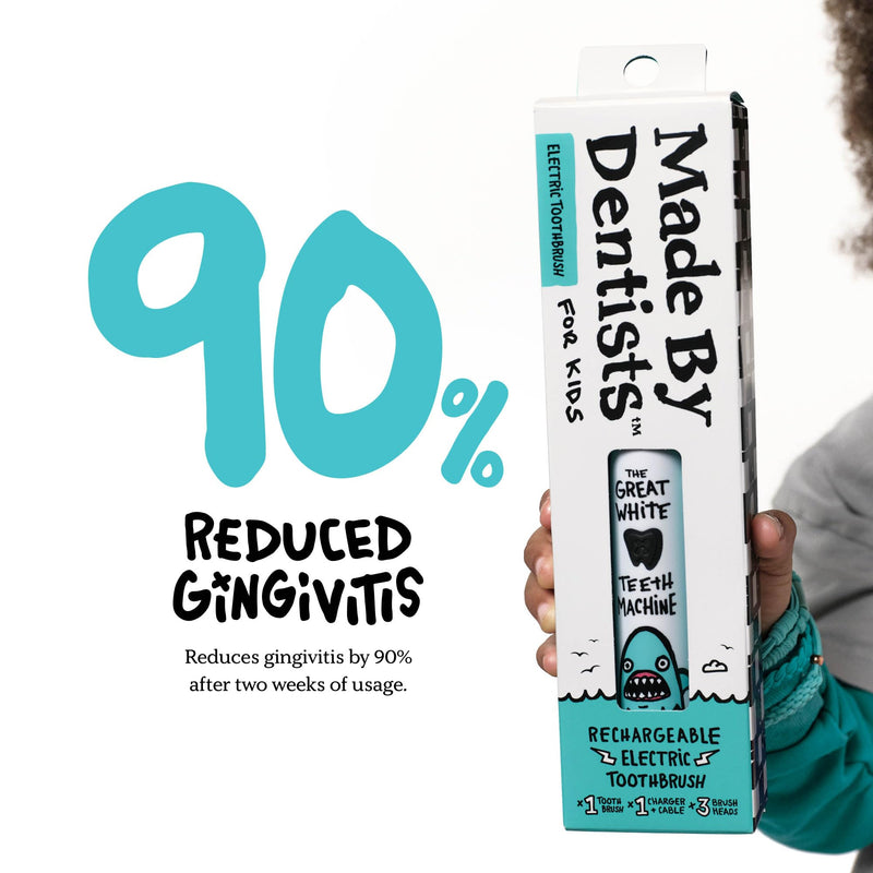 [Australia] - Kids Electric Toothbrush - Rechargeable Vibrating Toothbrush with Timer, Includes 6 Replacement Heads, Gently Cleans Little Teeth, for Girls and Boys, Kids & Toddlers Age 2+, Shark 