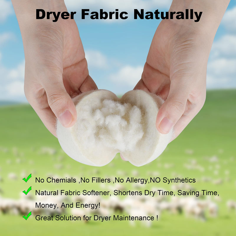 [Australia] - 8-Pack Premium Wool Dryer Balls - Reusable XL Natural Fabric Softener, Reduces Clothing Wrinkles, Pet Hair & Static Cling, Wool Balls Replaces Dryer Sheets,Laundry Wool Balls for Dryer 