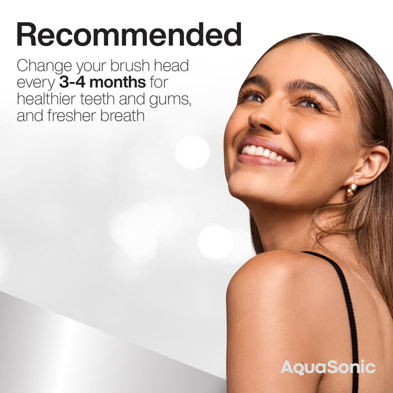 AquaSonic 2-Pack Activated Charcoal Brush Heads - Ultra Whitening Brush Heads - 2X Whitening & Stain Remover - for Black Series, Black Series Pro, Vibe Series, Duo Pro Series (Black)