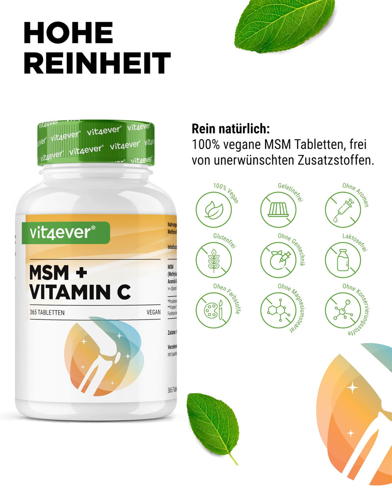 [Australia] - MSM 2000mg - 365 tablets - With natural vitamin C from acerola - No additives - 6 months supply - High dosage - Laboratory tested - Vegan 
