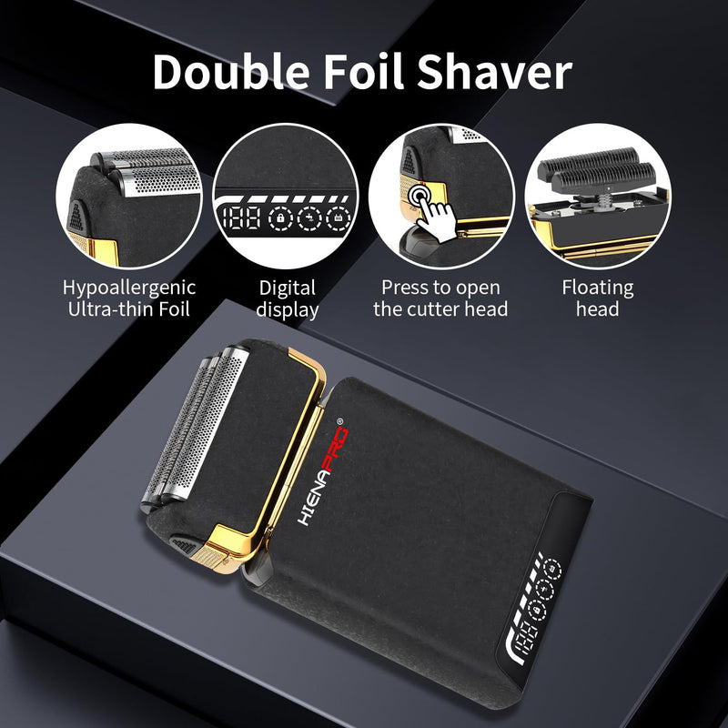 [Australia] - HIENA PRO Electric Razor for Men, Rechargeable Beard Trimmer, Cordless Professional Foil Shaver with USB, Facial Shaving and Hair Removal, Gifts for Men 