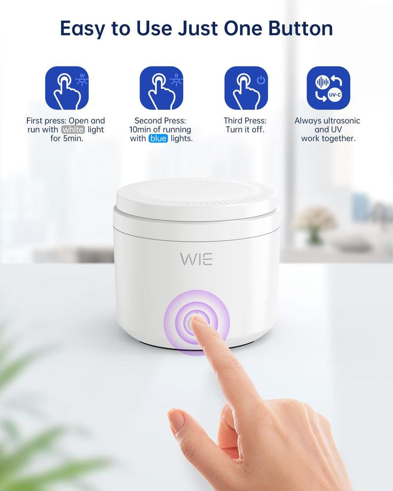 [Australia] - Ultrasonic Retainer Cleaner Machine, 48kHz Retainer Cleaner for Dentures, Night Mouth Guards,Jewelry Cleaner, Aligner, Toothbrush Head, 200ML Portable UV Retainer Cleaning Pod - 2 Modes,White White 
