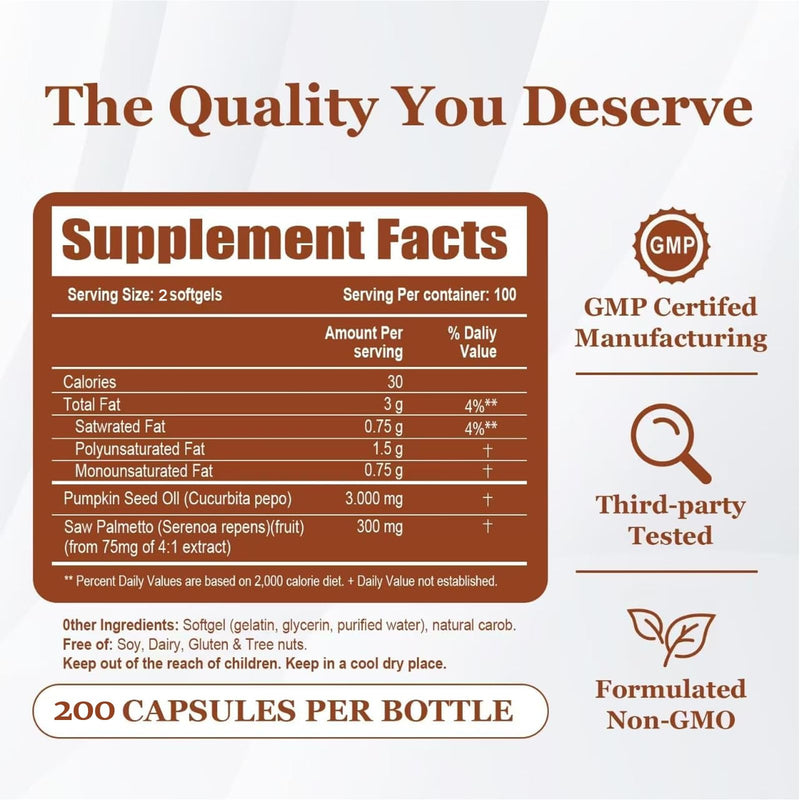 [Australia] - DYALE Pumpkin Seed Oil with Saw Palmetto,200 Softgels | Cold Pressed, Pure Virgin Oil, Essential Fatty Acids & Phytosterols | Supports Hair, Urinary, Bladder & Prostate Health | Non-GMO (1pc) 1pc 