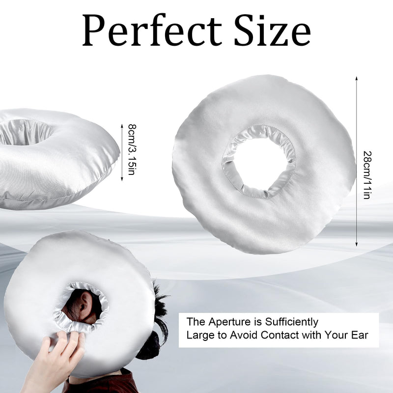 [Australia] - Ear Piercing Pillow, Silky Satin Piercing Pillow for Side Sleepers Ear Guard Protector Round Ear Pillows with Holes for Ear Pain Relief Sleeping Pressure Sore (Gray) 
