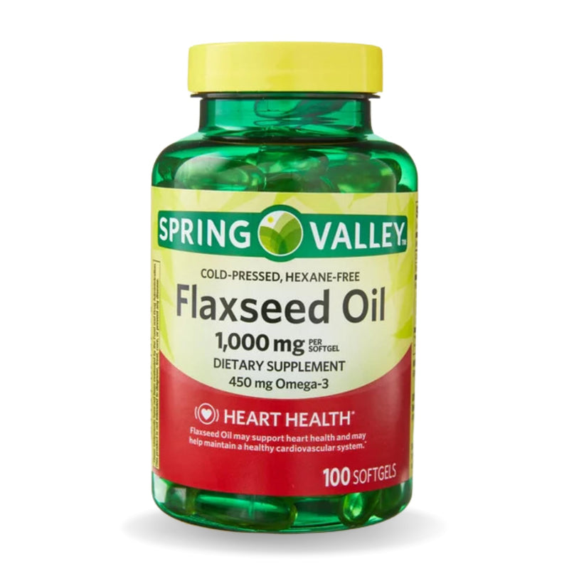[Australia] - Flaxseed Oil 1000 mg Softgels ‚Ä¢ Plant-Based Omega 3-6-9 ‚Ä¢ Heart & Skin Support ‚Ä¢ 100 Count by Spring Valley + Vena‚Äôs Sticker (Pack of 1) 
