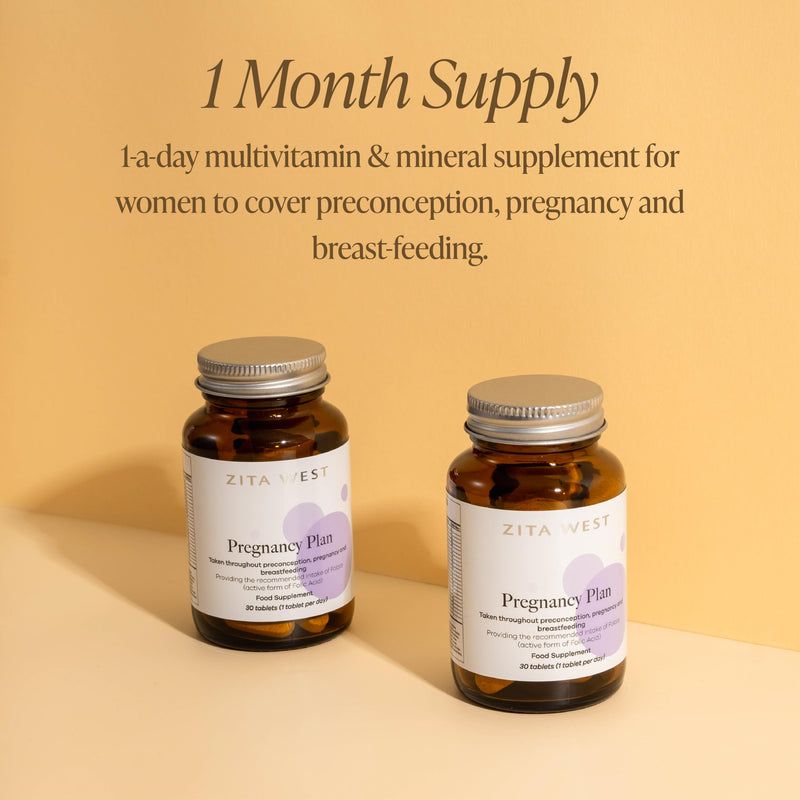 Zita West Pregnancy Plan Conception Vitamins - Preconception, Pregnancy & Breastfeeding Multivitamin - including Folate - 30 Tablets (1 Month Supply) 30 count (Pack of 1)
