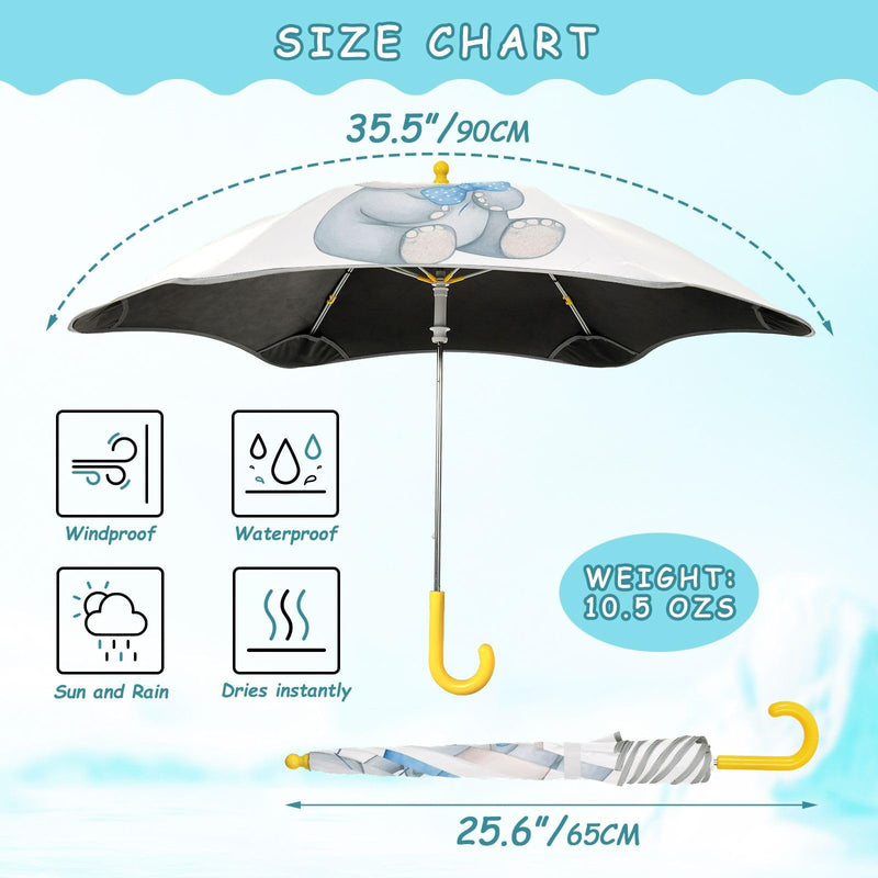 Black Spider Web Cobweb Red Kids Umbrella with Safety Reflective & Curved Handle, Rain & Sun UV Protection Umbrella Windproof Lightweight Umbrellas for Toddler Girls Boys Age 3-8 Blue Balloon and Cute Elephant