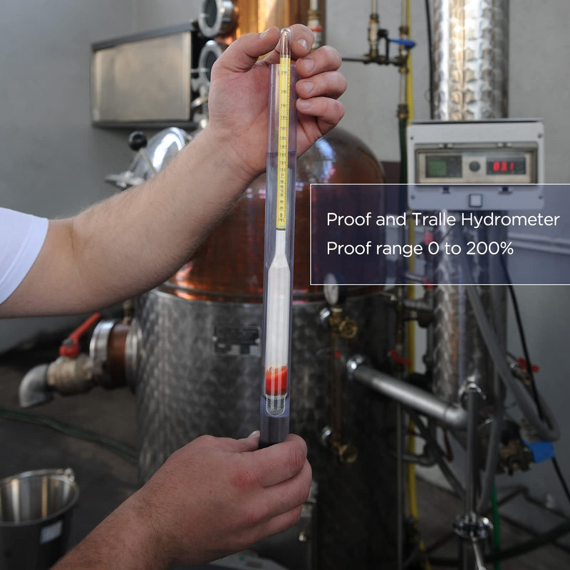 Weewooday 3 Pieces Hydrometer Alcohol High Accurate 0-200 Proof & Tralle Moonshine Alcoholmeter Proof Tester for Liquor Distilling