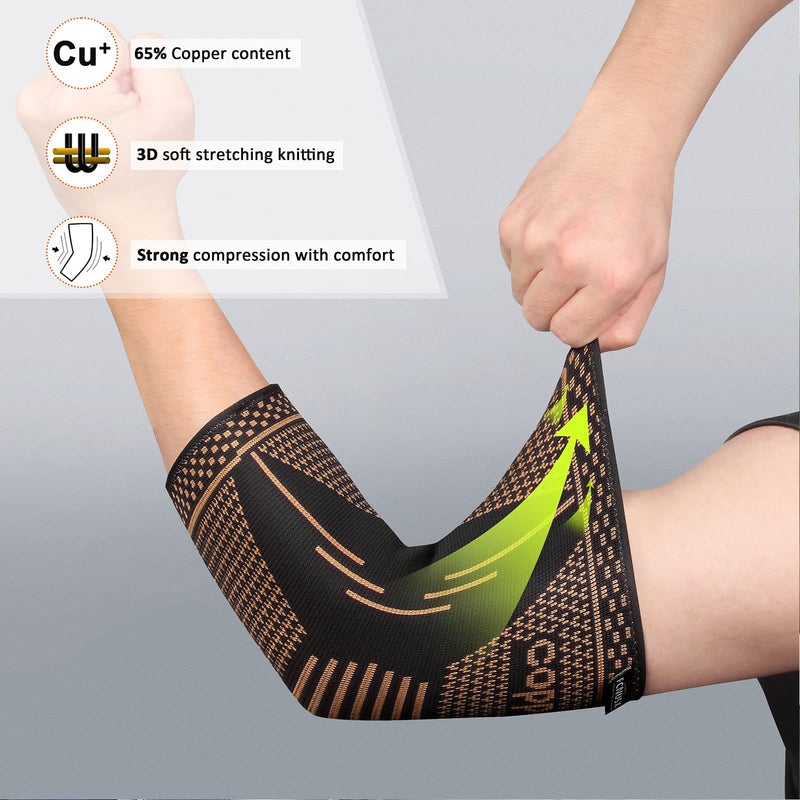 [Australia] - Copper Elbow Brace Compression Sleeve for Pain Relief Men & Women, Arm Support Sleeves Forearm Pain Relief Pads Braces for Tendonitis, Tennis & Golfers Elbow Treatment, Arthritis, Weight lifting Medium Black 