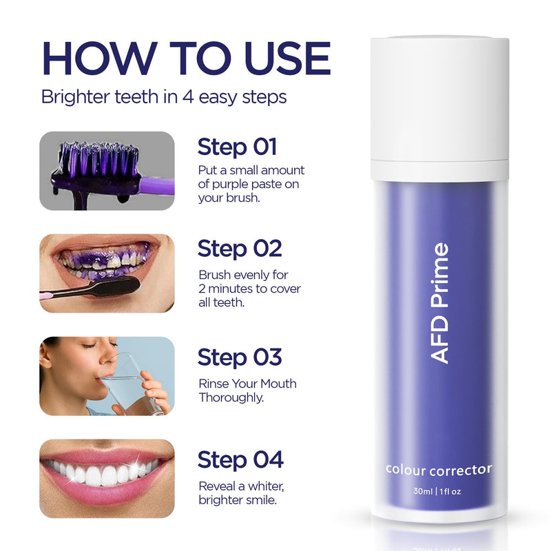 [Australia] - Purple Toothpaste, Teeth Stain Concealer, Teeth Whitening Booster for Yellow & Sensitive Teeth, Purple Luxe Toothpaste for Adults 