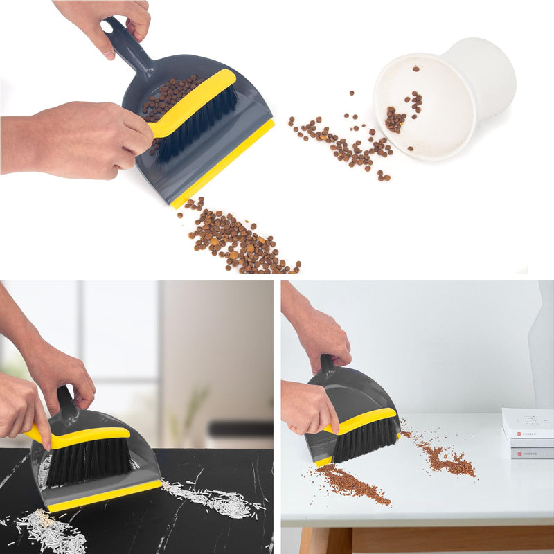 [Australia] - Dustpan and Broom Set Small,Mini Handheld Dust pan with Cleaning Brush Combo for Home Desktop, Sofa, Pet Care Household Bgreyyellow Mini Brush Pan 