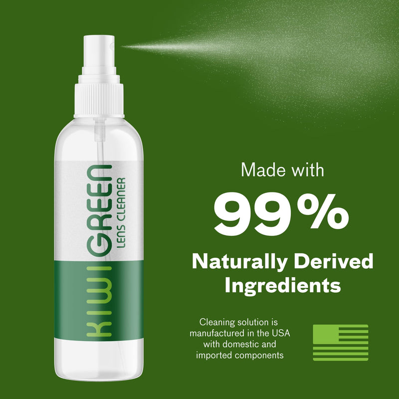 [Australia] - Kiwi Green Eyeglass Lens Cleaner Spray Kit | 2X Lens Cleaner + 2X Microfiber Cloth | Alcohol Free Eyeglasses, Screen Cleaning Kit | USA Made (4 Piece Set) 