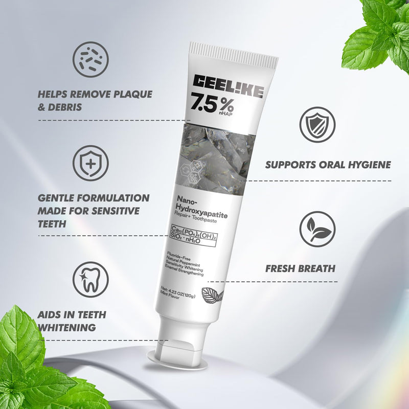 [Australia] - Hydroxyapatite Toothpaste & Lysozyme Whitening Toothpaste Duo - for Teeth Strengthening, Enamel Repair, Whitening, Fresh Breath & Daily Oral Care 75HY+39C 