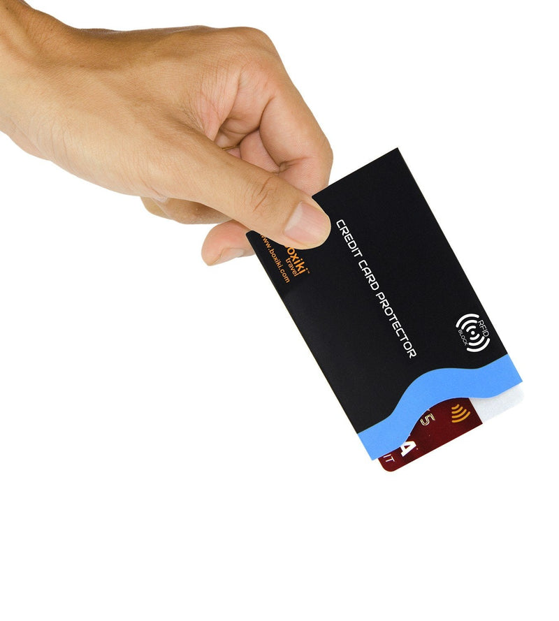 Boxiki Travel RFID Protection Bundle: Money Belt with RFID Sleeves Set and RFID Blocking Sleeves