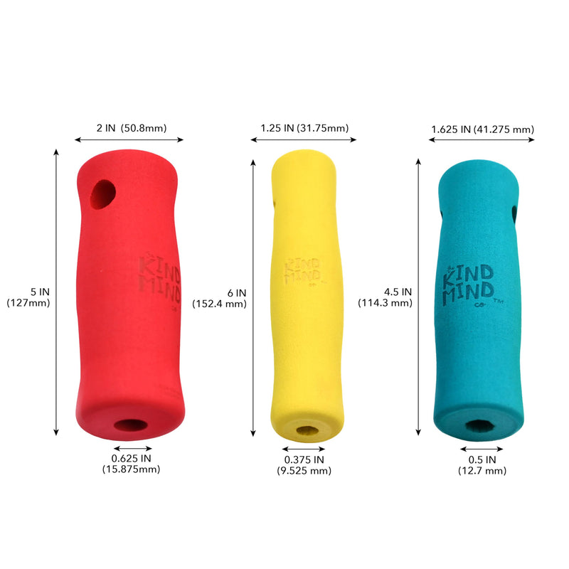 [Australia] - Adaptive Foam Grip Set - The Kind Mind Company‚Ñ¢. Adaptive Art Tools, Accessibility Aid for Kids & Adults, Mobility Aid for Painting, Drawing, Crafts - Assorted Sizes, 3-Pack 