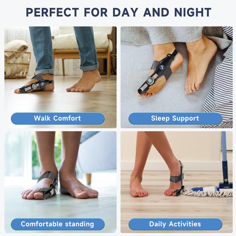 [Australia] - Bunion Corrector for Women & Men, Orthopedic Bunion Splint with Toe Separator Adjustable Toe Straightener Suitable for Left/Right Feet Hallux Valgus Relief(Black 1Pcs) Black 1 