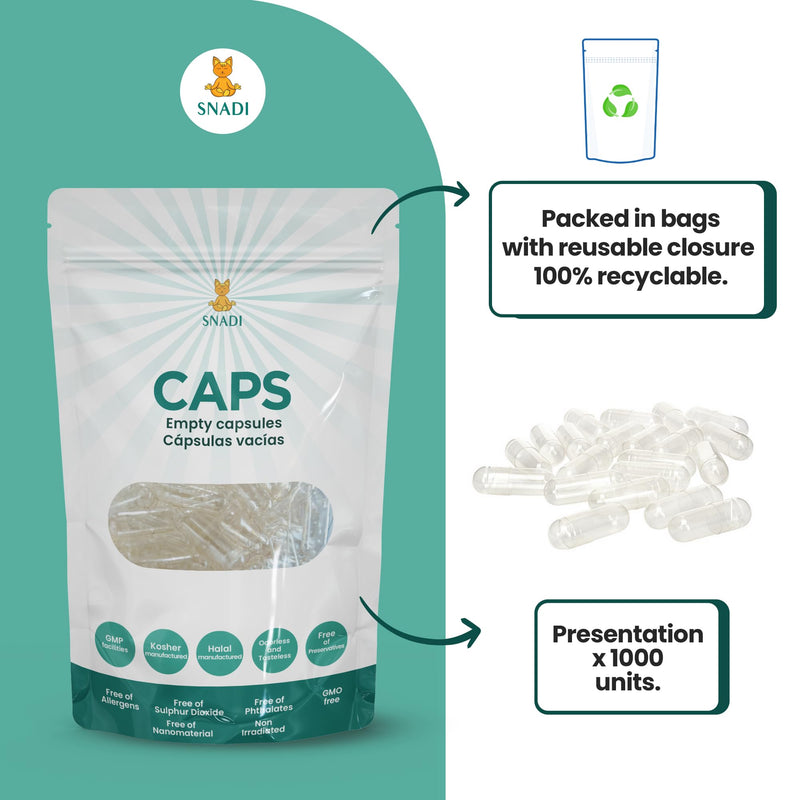 1000 Empty Vegetable Capsules | Size 00 | Transparent | Pharmaceutical Quality | Biodegradable Packaging | Ideal for Vitamins and Supplements | Odorless and Tasteless