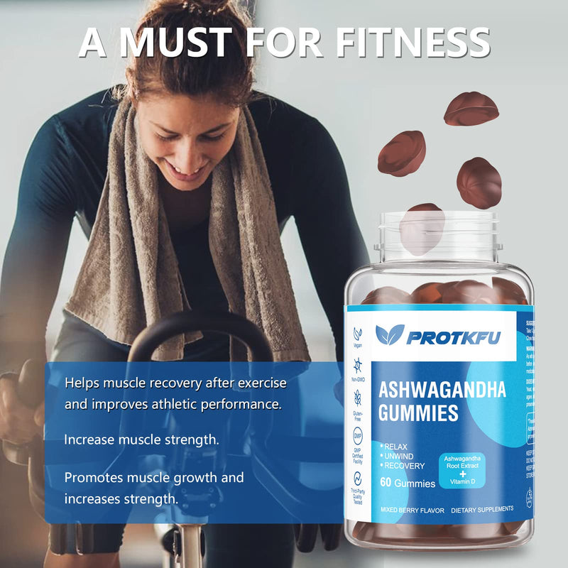 [Australia] - 2 Pack Ashwagandha Gummies & Vitamin D3 Gummies Organic Aswangdha Supplement for Improve Sleep, Stress Relief & Mood Calm (Non-GMO, Gluten-Free & Sugar Free) 60 Count (Pack of 2) 