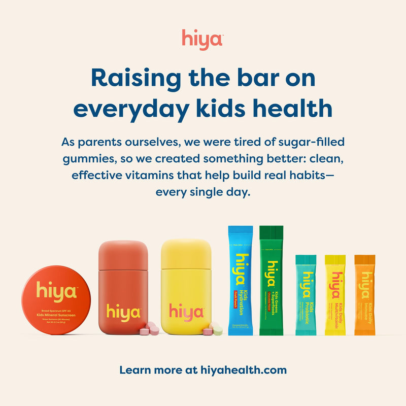 Hiya Kids Probiotic, Supports Gut Health, 20 Stick Pack for Toddlers & Kid | 10 Billion CFU with Clinically-Studied Strains for Ages 2+, Supports Gut Health & Immune, 0g Sugar, Third Party Tested