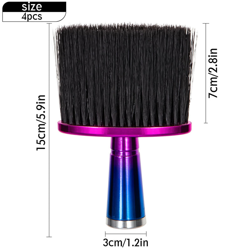 Yebeauty 4 Pack Barber Brush, Soft Neck Sweeping Duster for Cleaning Broken Hair Clipper Cleaner Haircutting Brush with Nylon Bristle Plastic Handle and Stand-up Base, Blue-Purple Gradient and Black