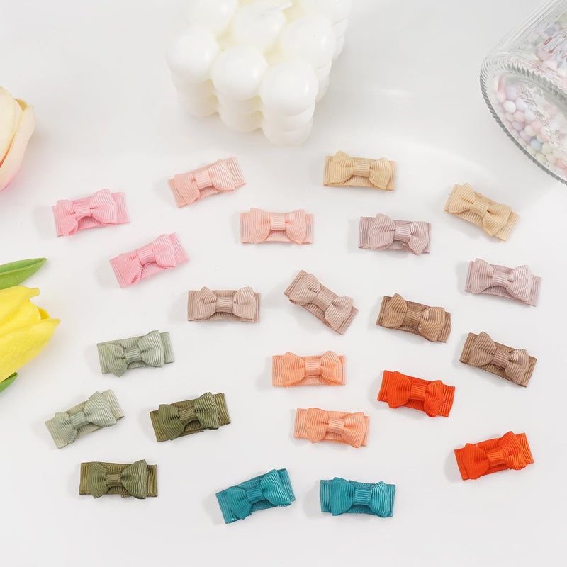 [Australia] - CÉLLOT 40pcs Baby Bows for Girls Mini Bow Snap Clip Baby Hair Clip Grosgrain Ribbon 1.2" Tiny Hair Bows Clips for Baby Girls Toddlers Infant Fine Thin Hair in Pairs 40pcs/20color 