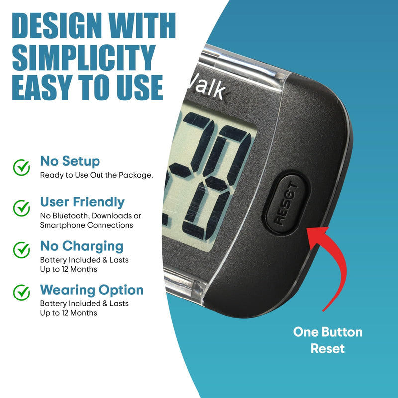 [Australia] - Simple Pedometer for Walking, Step Counter with Large Display, for Women Men Kids Seniors 