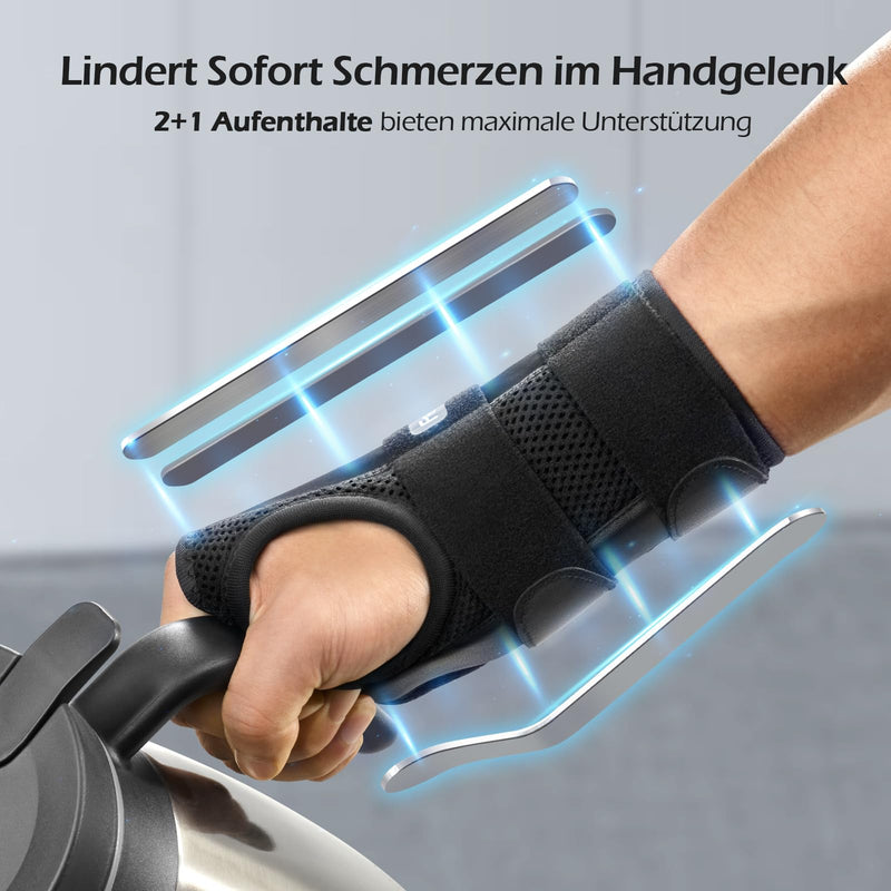 [Australia] - FREETOO Doctor Approved Wrist Brace with 3 Splints, Adjustable Day-Night Wrist Brace for Men Women, Brace Wrist for Arthritis, Tendonitis, Sprain, Sports Protection Right-Grey S/M 