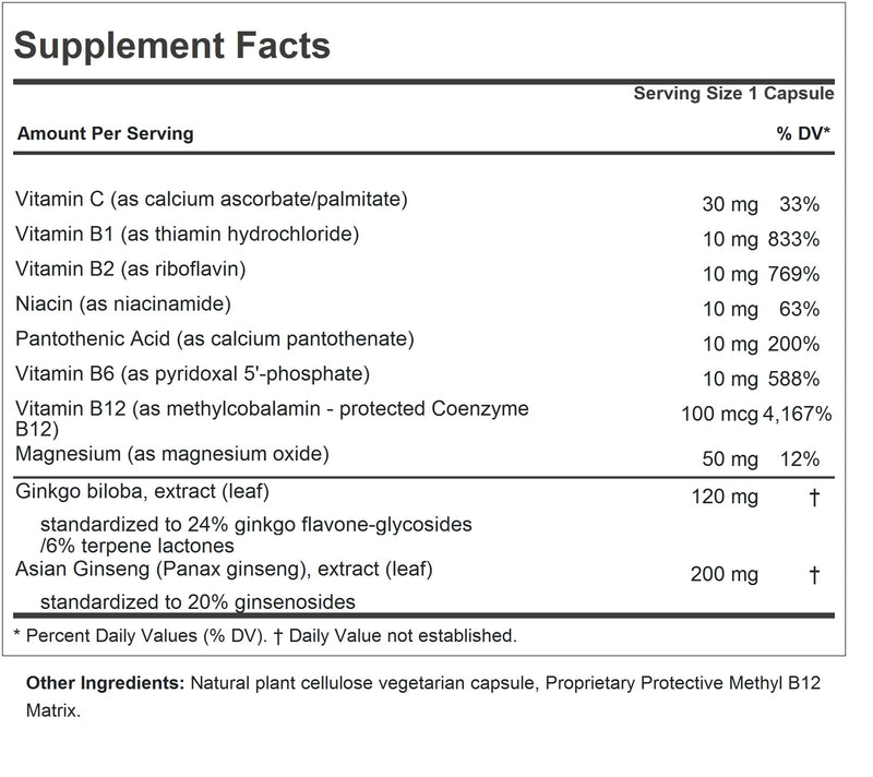 [Australia] - ANDREW LESSMAN Ginkgo 120 Plus Ginseng 200mg - 30 Capsules - Standardized Extract Blend to Support Brain, Memory and Cognitive Function. Adaptogen, Combats Stress and Fatigue. No Additives 30 Count (Pack of 1) 