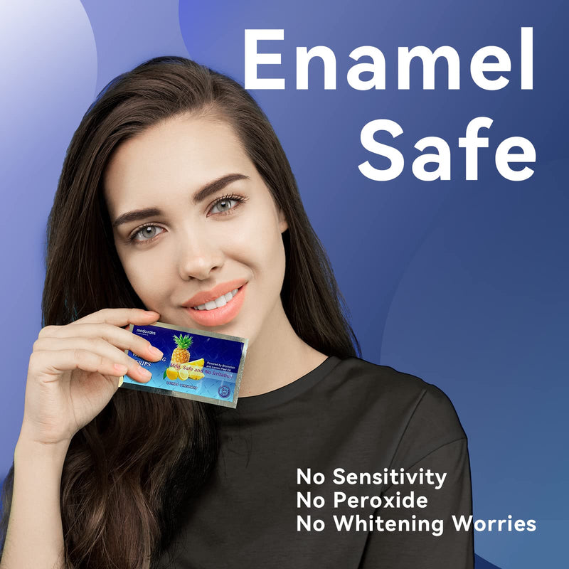 [Australia] - Teeth Whitening Strips for Sensitive Teeth, 28 Express White Strips, No Peroxide, No Slip, Professional Enamel Safe Teeth Whitening Kit for Remove Coffee Tea Smoking Stains, 14 Treatments Lemon 