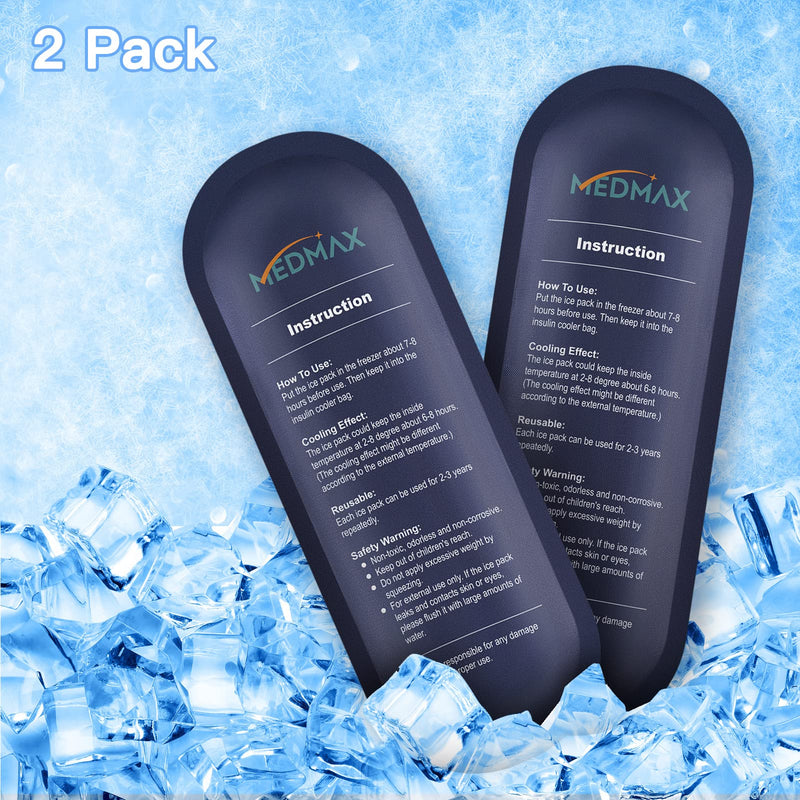 [Australia] - MEDMAX Ice Pack for Insulin Cooler Bag Travel Bag - Pack of 2 Reusable Ice Packs for Insulated Travel Diabetic Accessories, for Insulin Cooler Bag for Diabetics (2 Packs) 