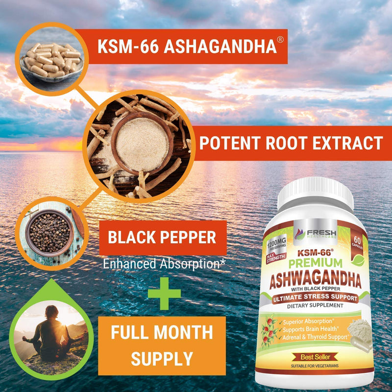 FRESH HEALTHCARE Ashwagandha KSM 66 and Moringa Superfood - Bundle