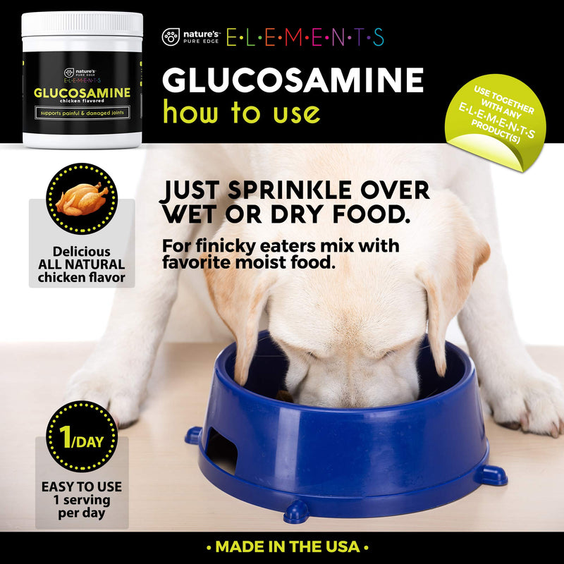Nature's Pure Edge Original Extra Strength Glucosamine Dog and Cat Supplement Flavored with Real Chicken. Treats Painful and Damaged Joints. 170 gram Jar. - PawsPlanet Australia