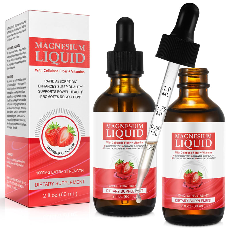 2PCS Liquid Magnesium Glycinate 60ml Strawberry 60 ml (Pack of 2)
