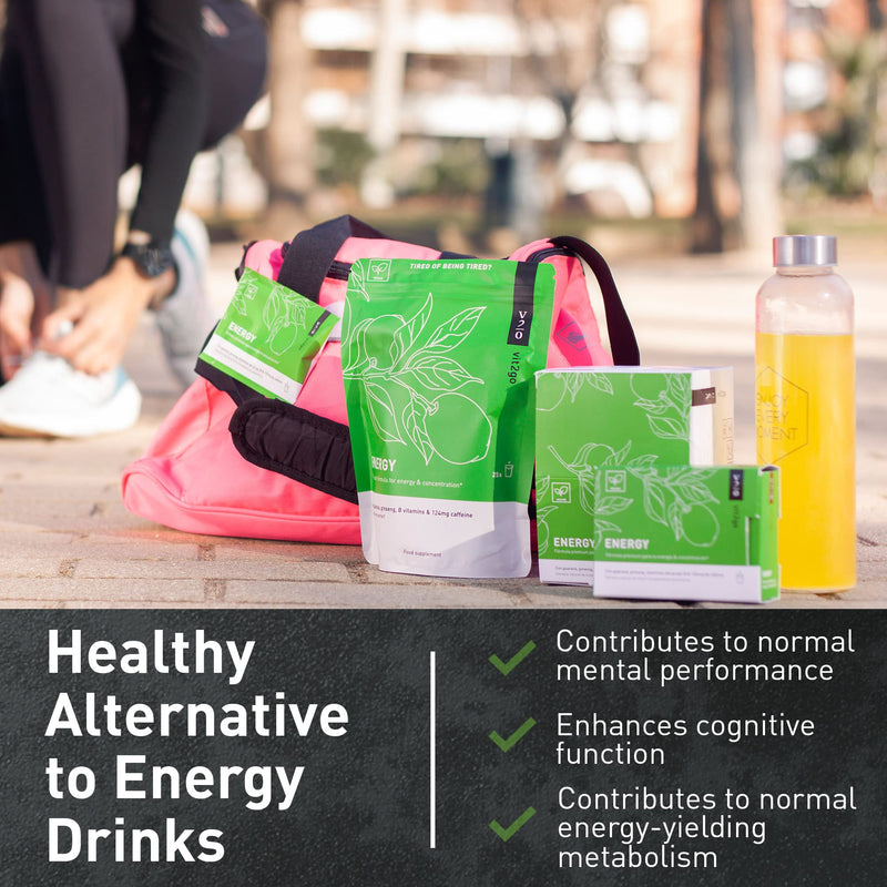 Natural Energy Drink Mix – 124mg Caffeine from Ginseng & Guarana | Sugar-Free, No Crash Pre-Workout Powder | B Vitamins, Magnesium & Zinc | Focus & Performance | Keto, Vegan | 10 Sachets 10 Count (Pack of 1)