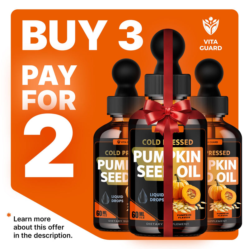 [Australia] - Cold Pressed Pumpkin Seed Oil Liquid Drops ‚Äì 2000mg per Serving | Vegan, Gluten-Free, Non-GMO | Hair, Skin & Prostate Support | Natural Pumpkin Flavor | 60ml Dietary Supplement 