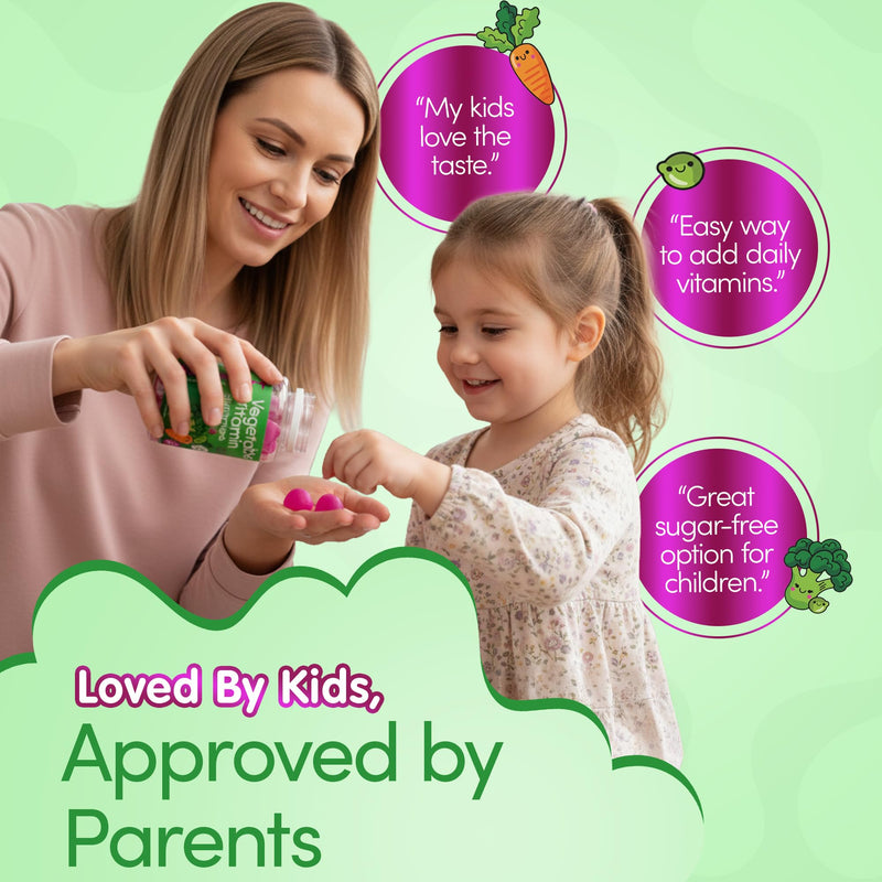 Kids 11-in-1 Vegetable Gummies | Daily Veg + Fibre | 2-Month Supply | Ages 5–12 | Sugar-Free Vegan | with Vitamins & Minerals | GummyUp+