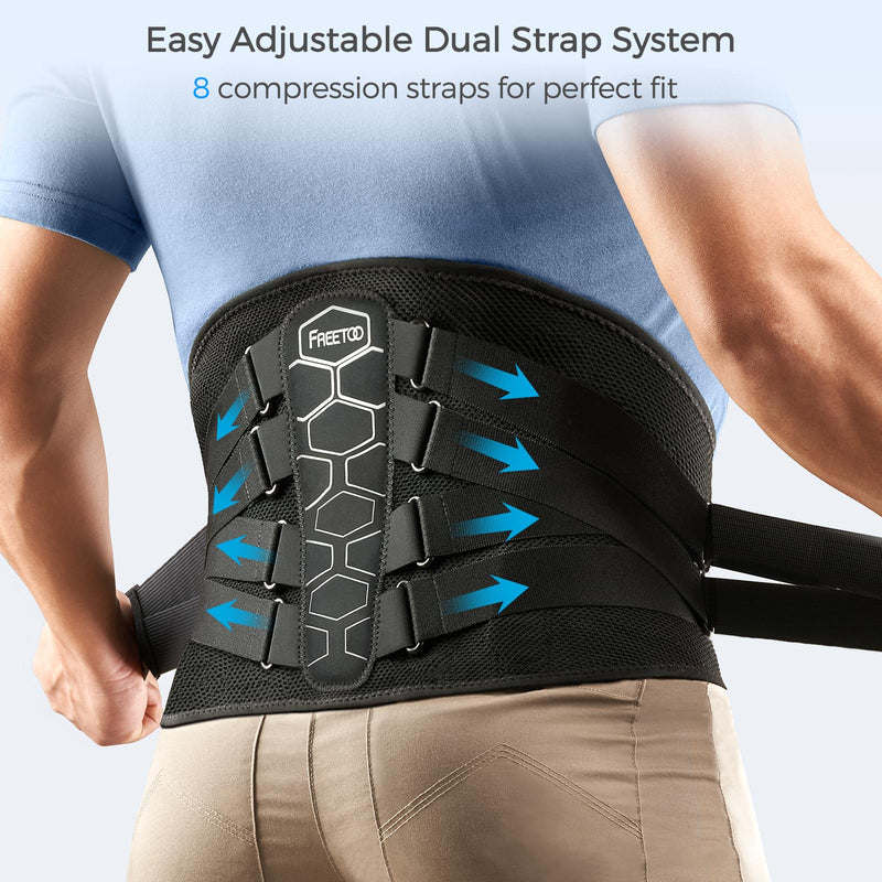 [Australia] - FREETOO Back Brace for Lower Back Pain Relief with Pulley System,Lumbar Support Belt for Men & Women with Lumbar Pad, Ergonomic Design and Soft Breathable 3D Knit Material,for Herniated Disc,Sciatica High Support Medium (Waist: 33.4ÔΩû40.5 Inch) 