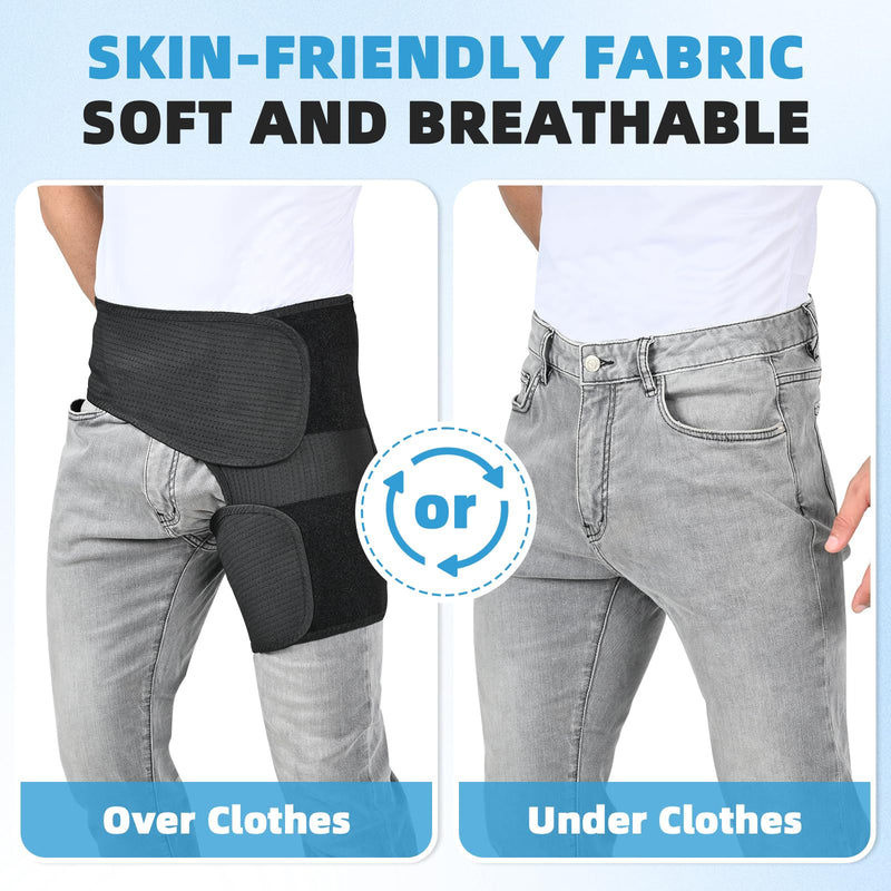 Tenbon Hip Brace for Sciatica Pain Relief Compression Wrap for Sciatic Nerve, Hamstring Pull, Hip Flexor Strain, Groin Injury, Pulled Thigh SI Belt Sacroiliac Joint Support Stabilizer for Men, Women