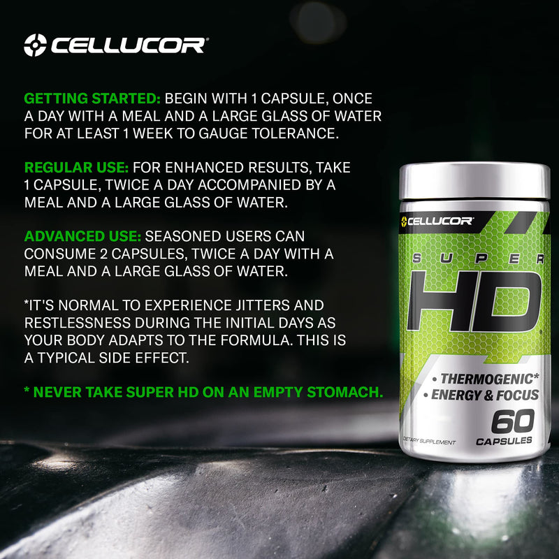 [Australia] - Cellucor Super HD for Men & Women - Enhance Focus and Increase Energy - Capsimax, Green Tea Extract, 160mg Caffeine & More 60 Servings 