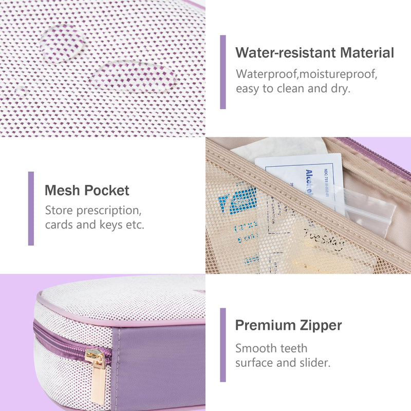 Weekly Travel Pill Organizer 3 Times A Day Pill Case for Purse with Removable 7 Day Pill Box Holder,Cute Medication Organizer Pill Container for Medicine, Vitamin, Fish Oils,Supplement(Purple, Large) Purple 03