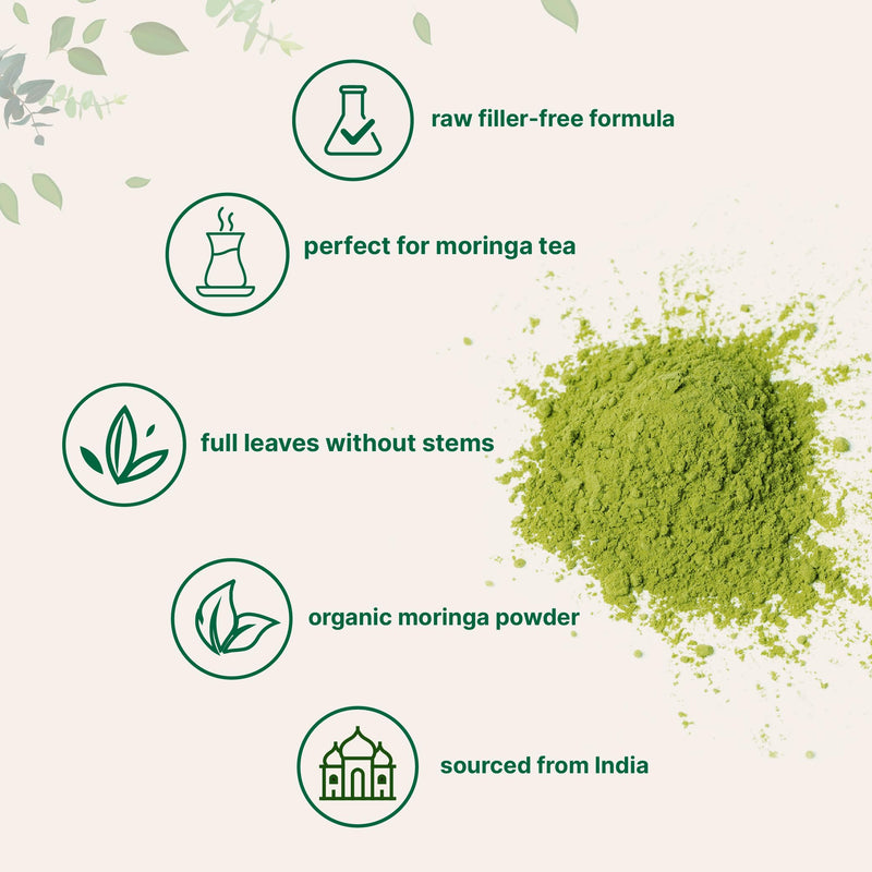 Micro Ingredients Organic Moringa Oleifera Leaf Powder, 1 Pound | Rich in Antioxidants & Immune Vitamins | Pure Leaves Without Stems | Great Superfoods for Tea or Drink | India Grown, Vegan 16 Ounce (Pack of 1)