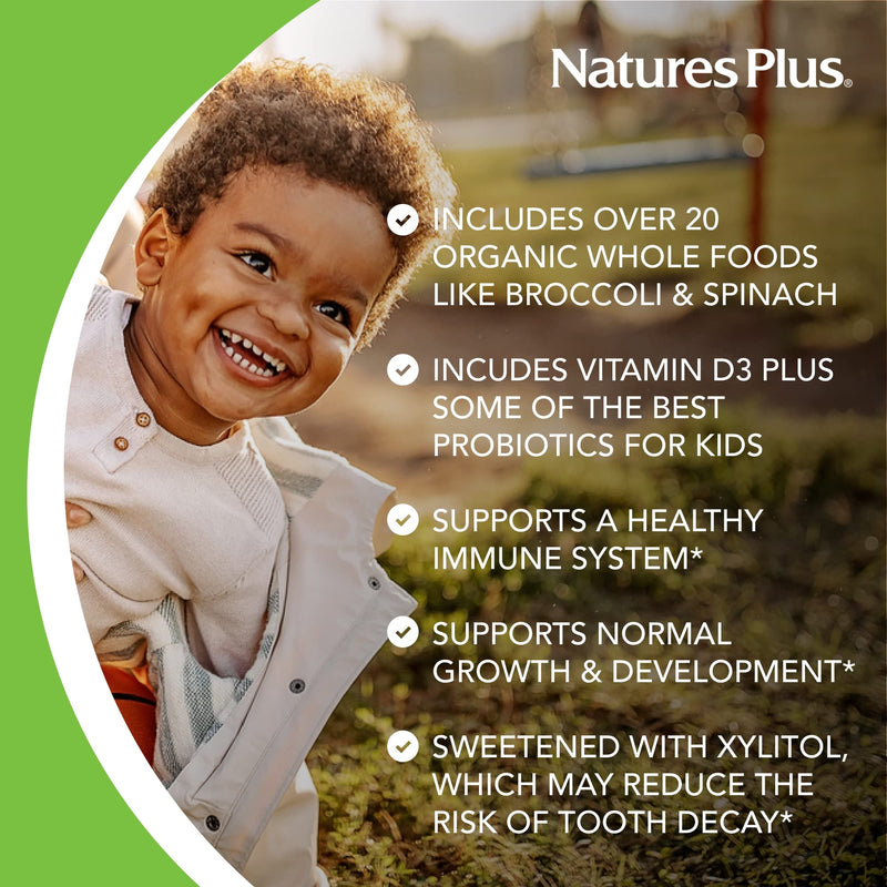 [Australia] - Natures Plus Animal Parade Gold Children's Multivitamin - Assorted Cherry, Orange & Grape Flavors - 120 Chewable Animal-Shaped Tablets - Vegetarian, Gluten Free - 60 Servings 