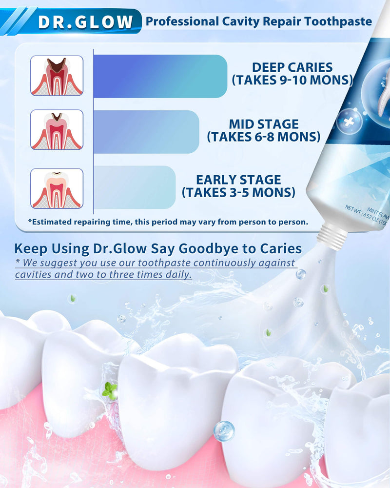 Adult Cavity Repair Toothpaste, Cavity Reversing Hydroxyapatite Toothpaste, Cavity Filler for Tooth Remineralization, Tooth Decay Treatment Repair, Enamel Repair Cavity Remover, Fluoride Free 3.52 Ounce (Pack of 1)